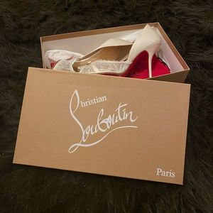 Christian Louboutin white lace heels
